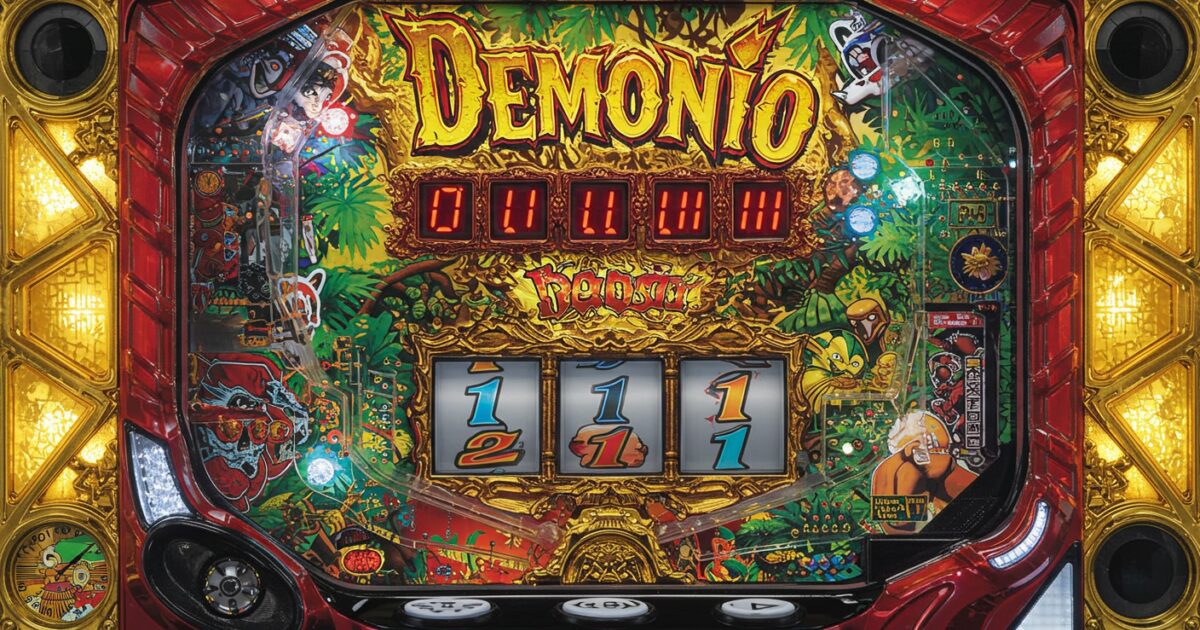 Demonioと表示されたパチンコ台の正面ビュー