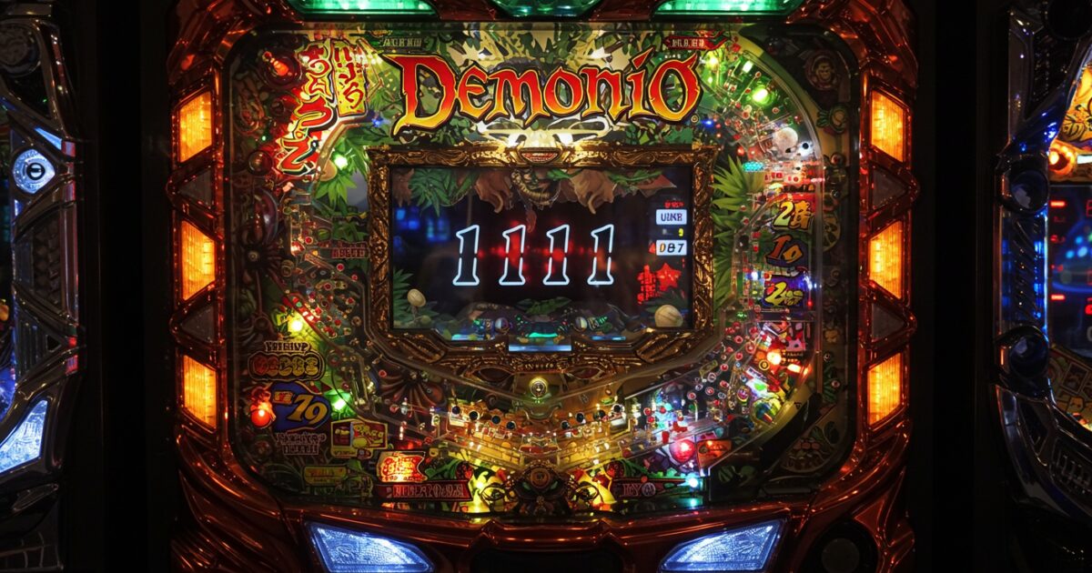 デジタル表示が光るDemonioのパチンコ台
