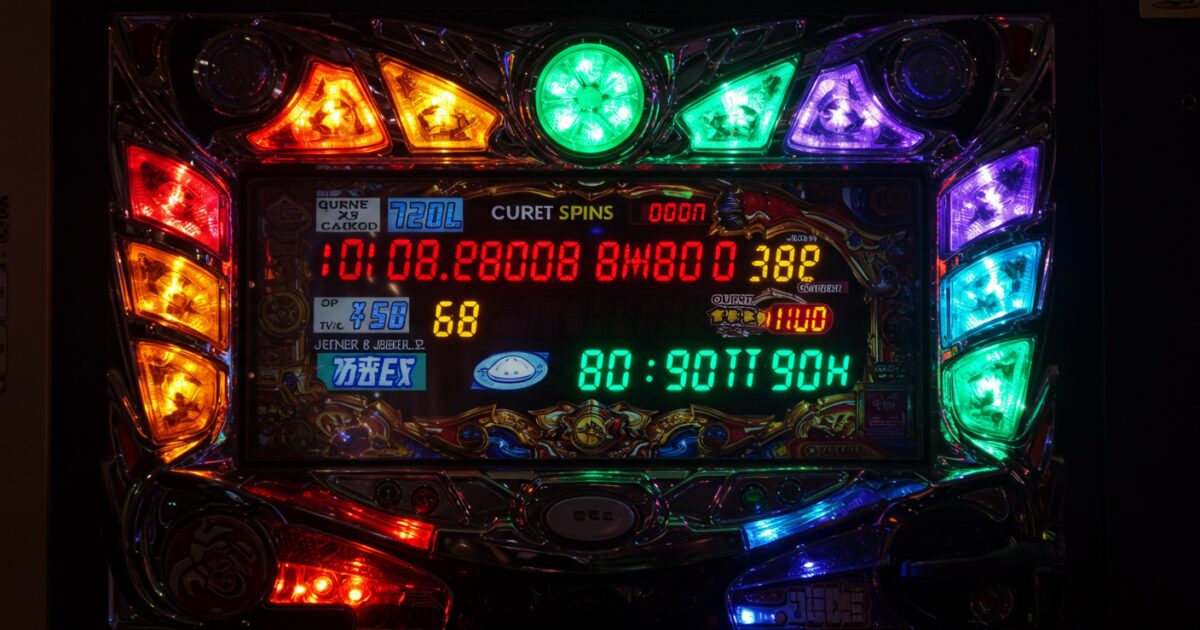 LEDが光るパチンコ台のディスプレイ画面